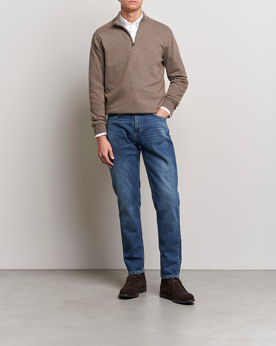 Mies | Puserot | Oscar Jacobson | Patton Wool Half-Zip Beige