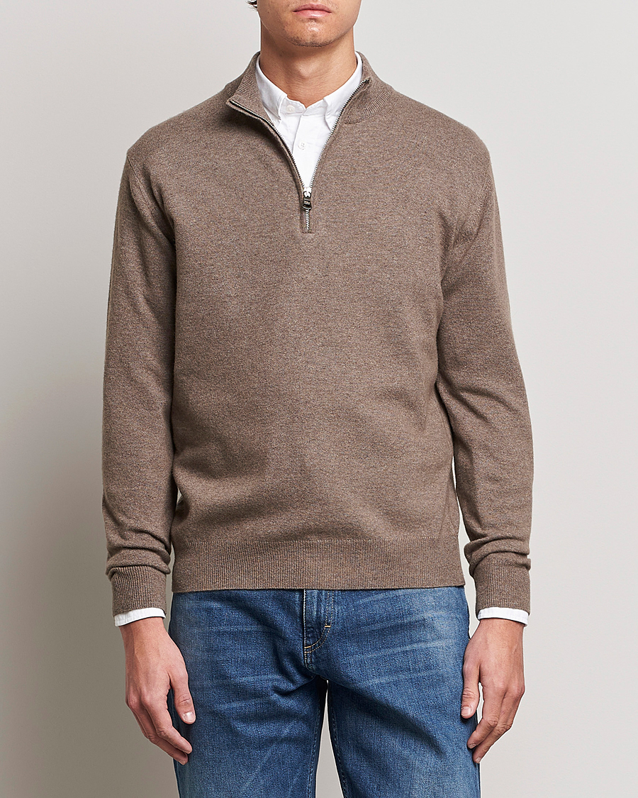 Mies | Puserot | Oscar Jacobson | Patton Wool Half-Zip Beige