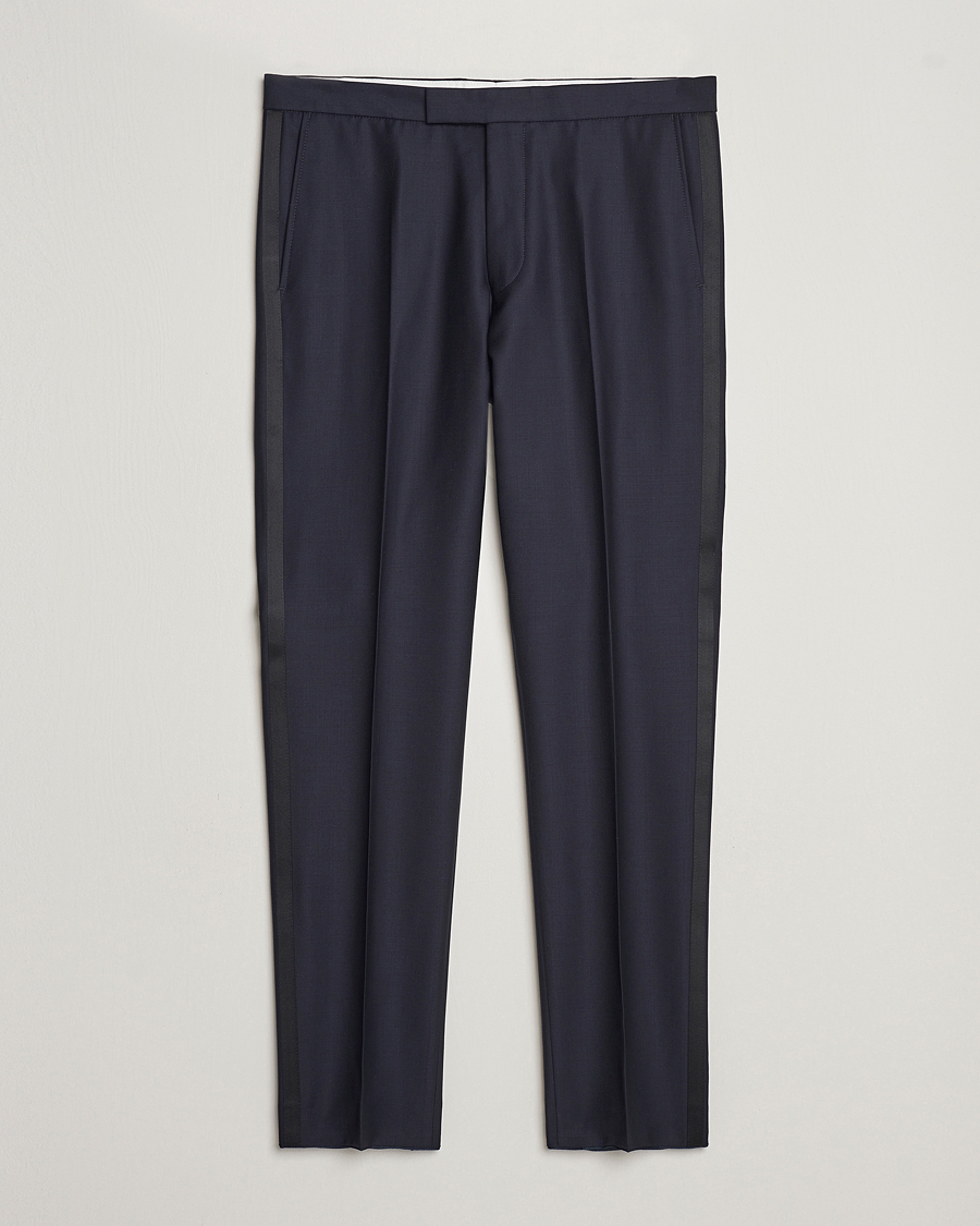 Mies | Housut | Oscar Jacobson | Denz Wool Tuxedo Trousers Navy