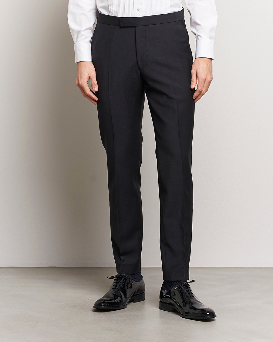 Mies | Housut | Oscar Jacobson | Denz Wool Tuxedo Trousers Black
