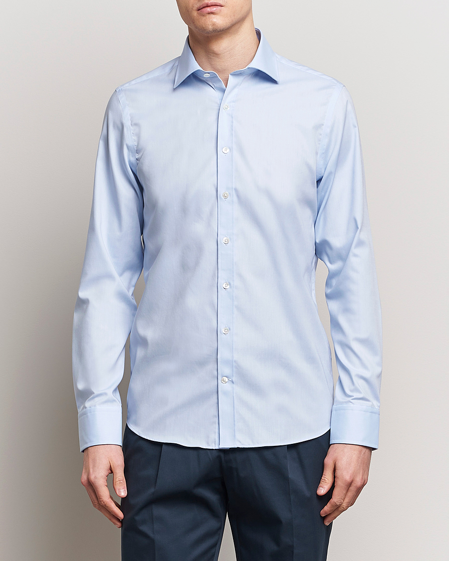 Mies | Kauluspaidat | Oscar Jacobson | Slim Fit Cut Away Non Iron Twill Light Blue
