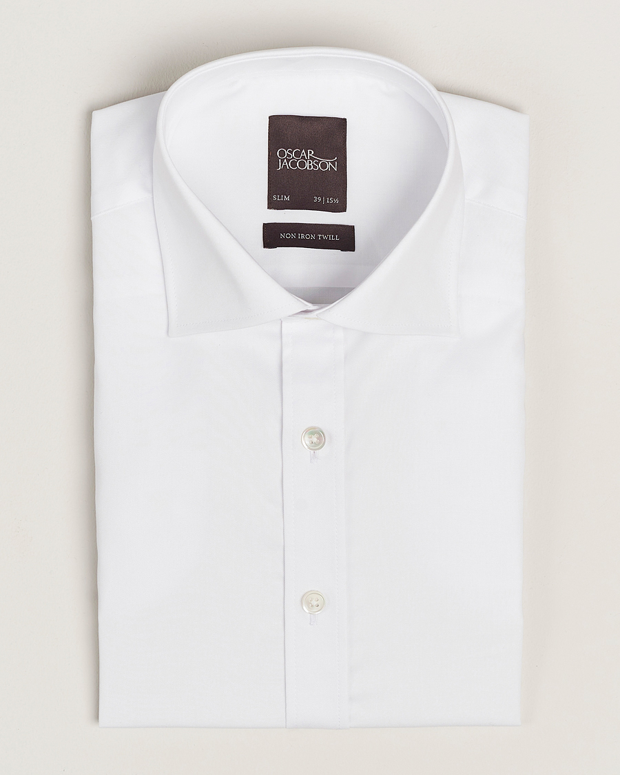 Mies | Kauluspaidat | Oscar Jacobson | Slim Fit Cut Away Non Iron Twill White