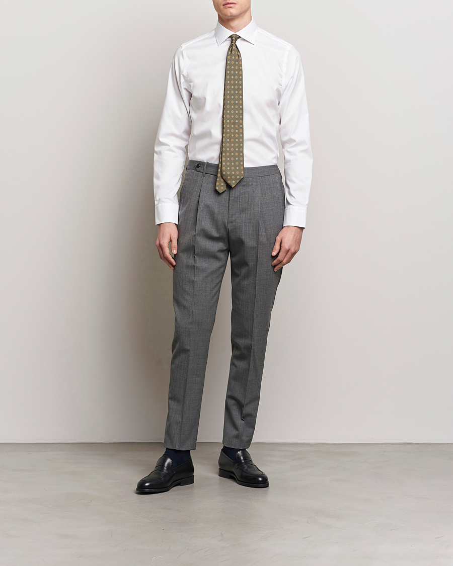 Mies | Kauluspaidat | Oscar Jacobson | Slim Fit Cut Away Non Iron Twill White