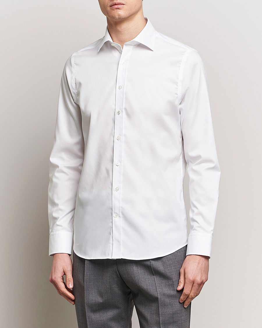 Mies | Kauluspaidat | Oscar Jacobson | Slim Fit Cut Away Non Iron Twill White