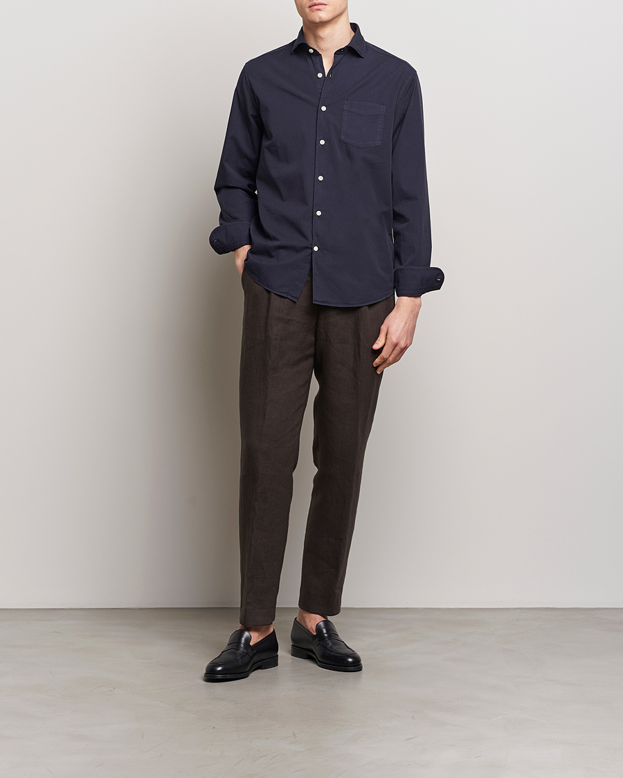 Mies | Kauluspaidat | Oscar Jacobson | Reg Fit Wide Spread Collar Twill Night Blue