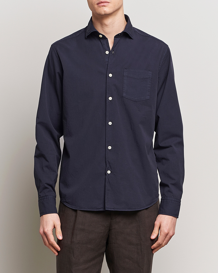 Mies | Kauluspaidat | Oscar Jacobson | Reg Fit Wide Spread Collar Twill Night Blue
