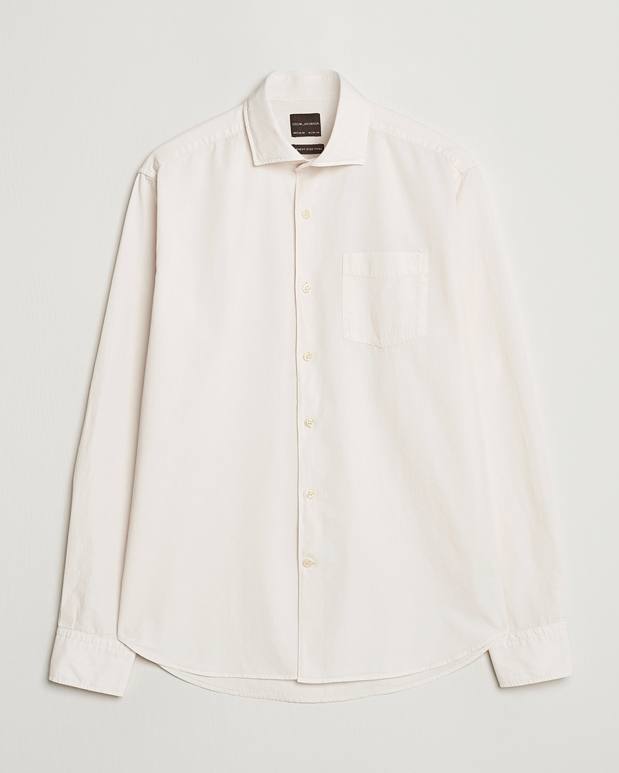 Mies | Kauluspaidat | Oscar Jacobson | Reg Fit Wide Spread Collar Twill Ecru White