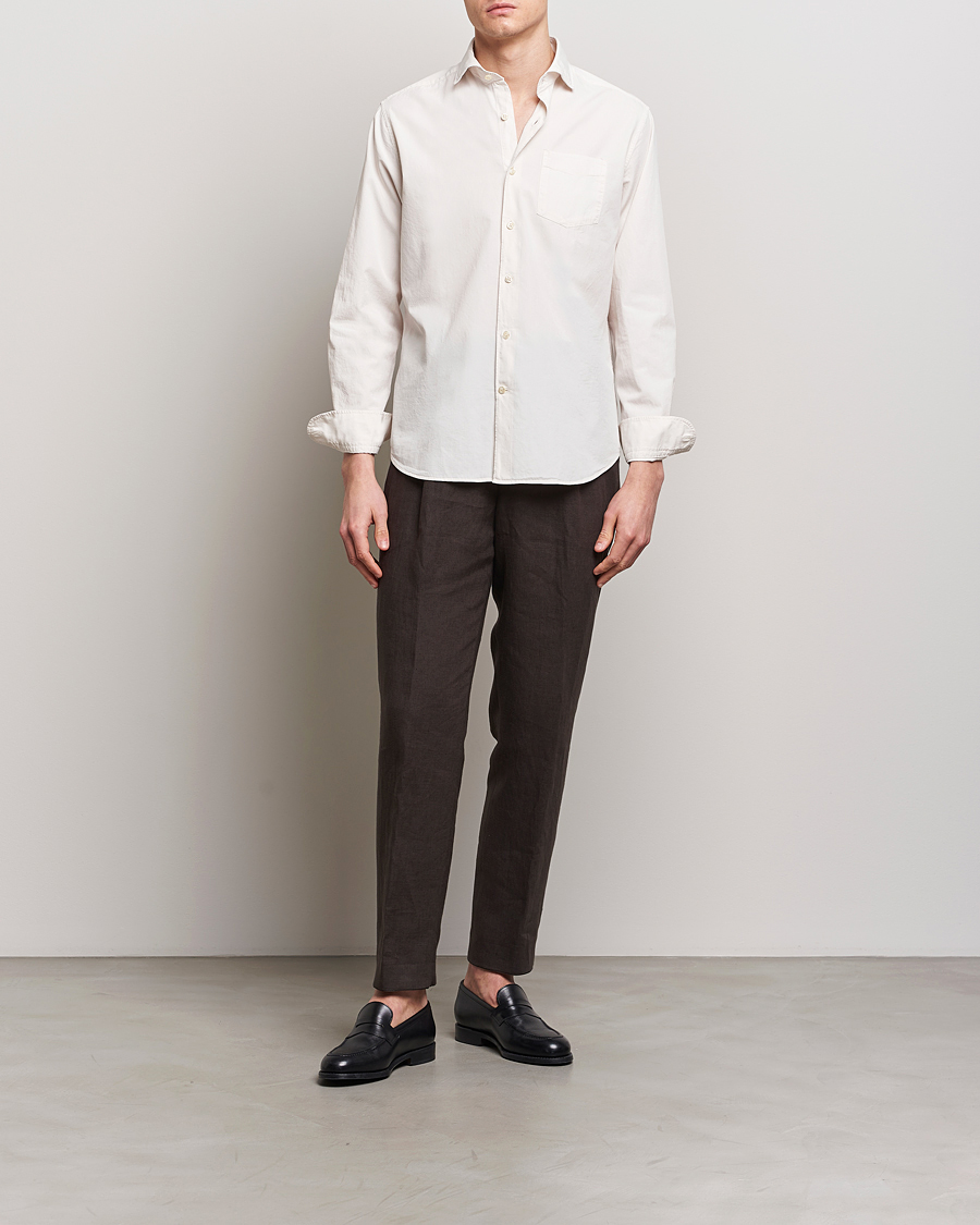 Mies | Kauluspaidat | Oscar Jacobson | Reg Fit Wide Spread Collar Twill Ecru White