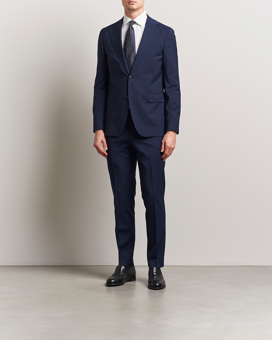 Mies | Housut | Oscar Jacobson | Denz Wool Blend Trousers Navy