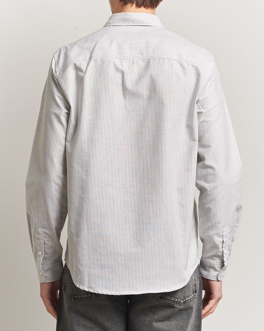 Mies | Kauluspaidat | A.P.C. | Greg Striped Oxford Shirt Green/White