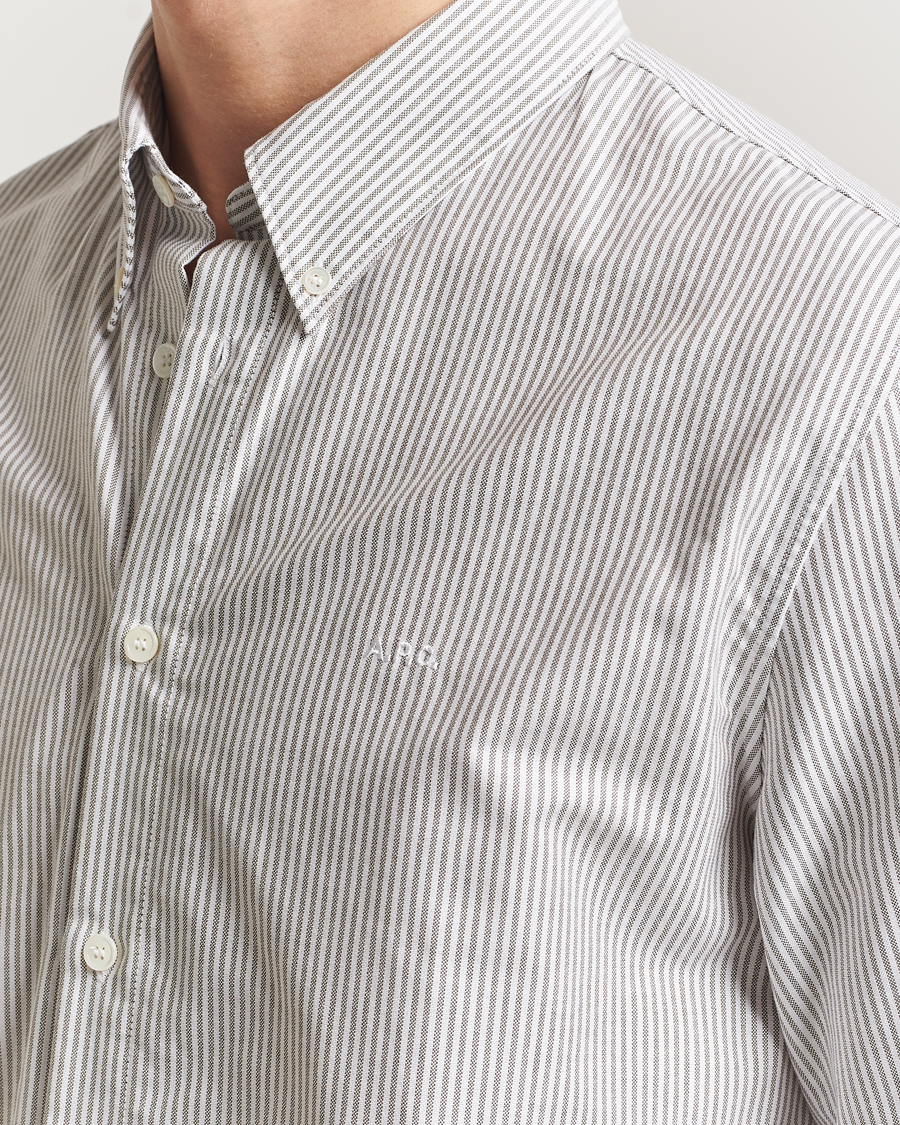 Mies | Kauluspaidat | A.P.C. | Greg Striped Oxford Shirt Green/White