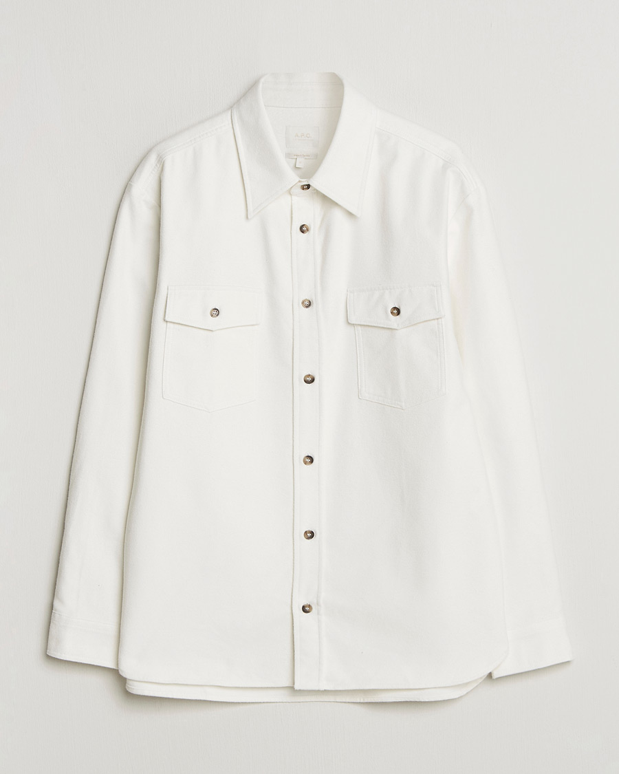 Mies | Kauluspaidat | A.P.C. | Brushed Cotton Overshirt White
