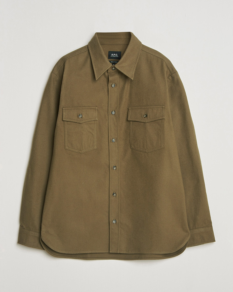 Mies | Kauluspaidat | A.P.C. | Brushed Cotton Overshirt Khaki