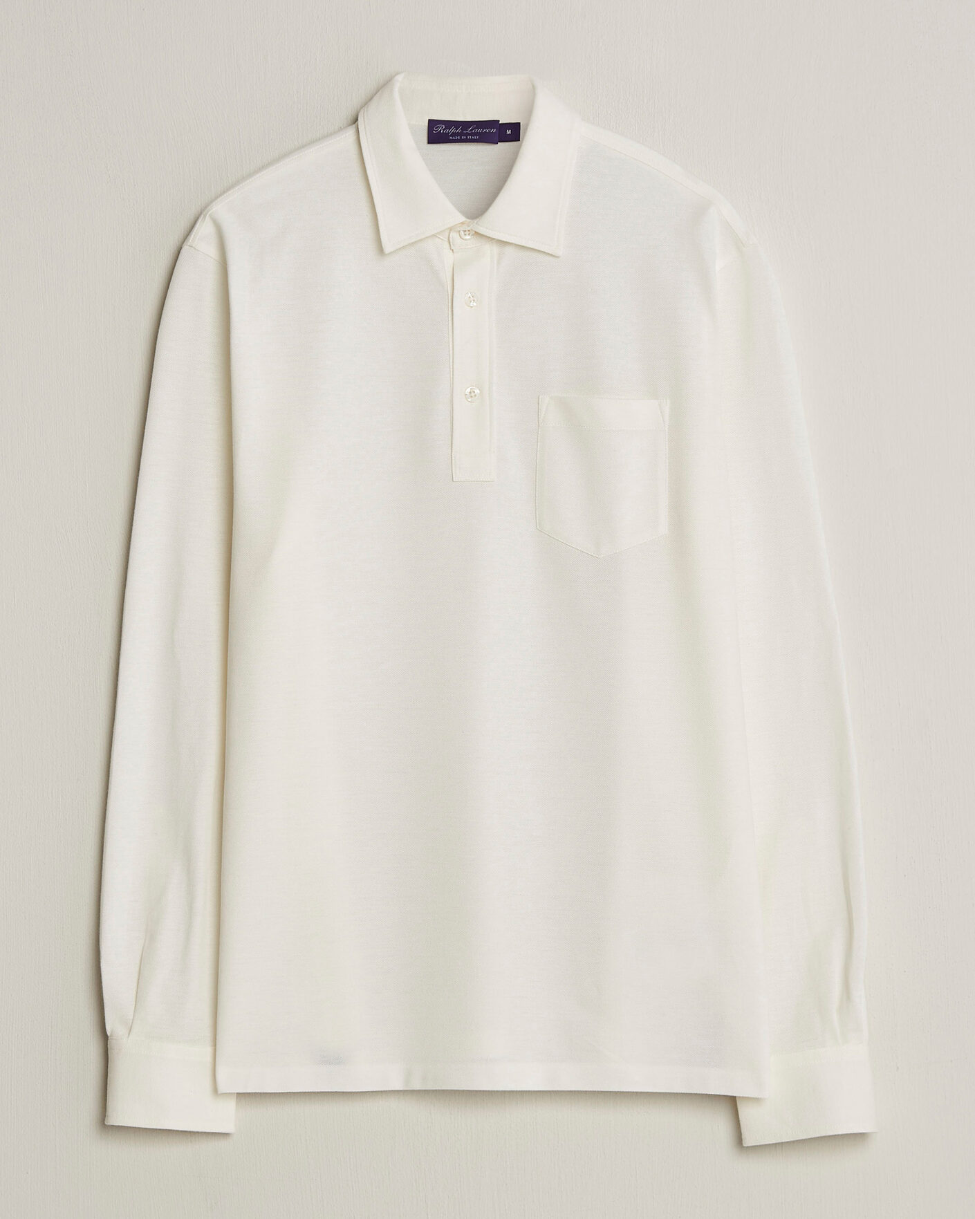 Mies | Pikeet | Ralph Lauren Purple Label | Cotton/Cashmere Long Sleeve Polo Off White