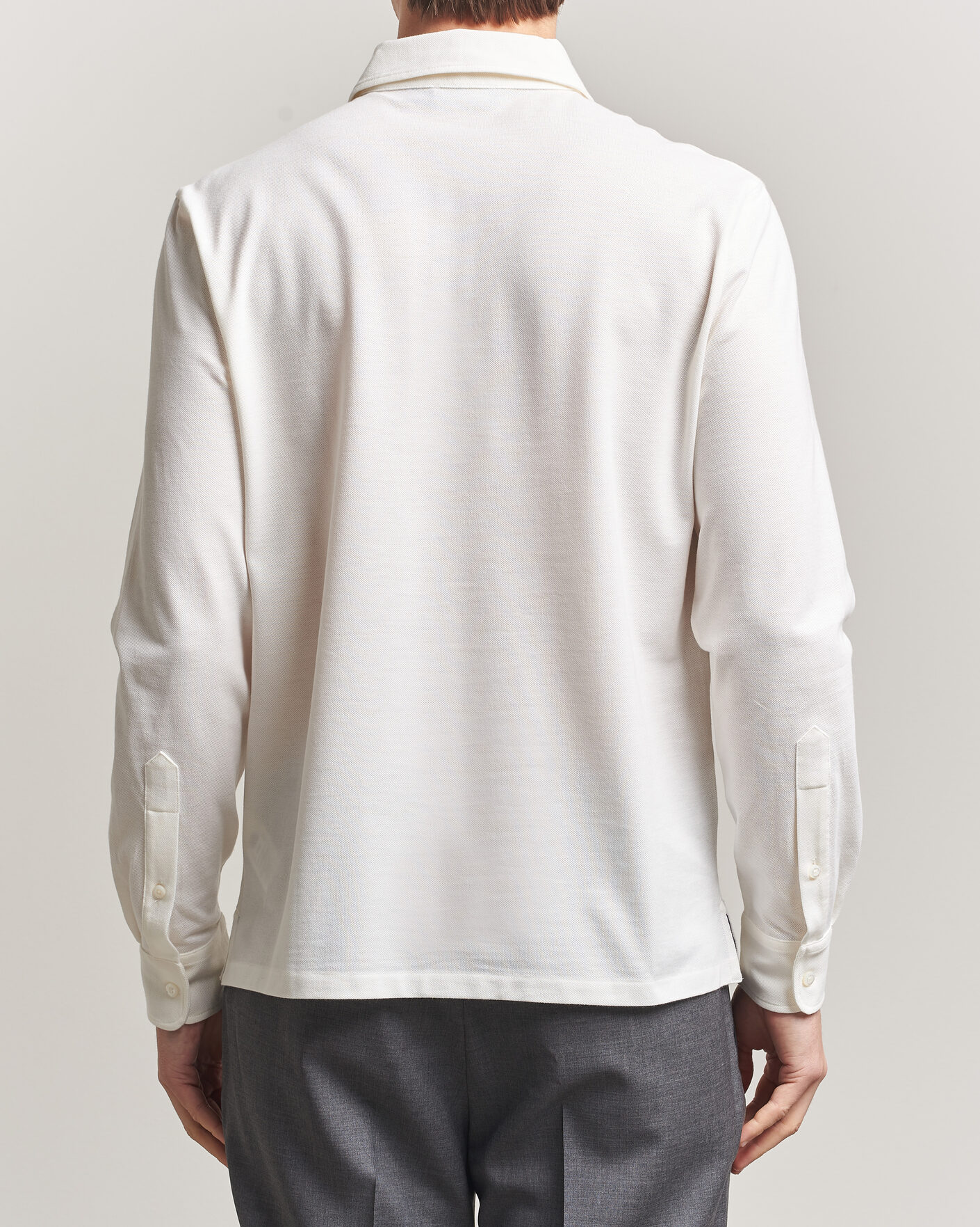Mies | Pikeet | Ralph Lauren Purple Label | Cotton/Cashmere Long Sleeve Polo Off White