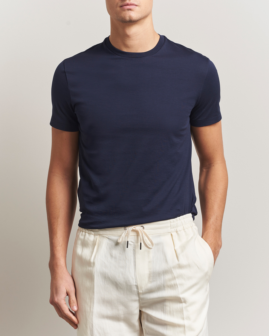 Mies | T-paidat | Ralph Lauren Purple Label | Luxury Cotton T-Shirt Chairman Navy