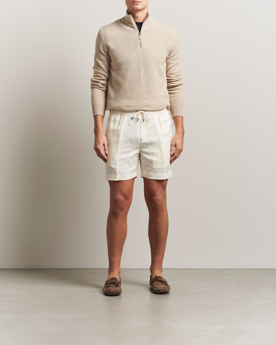Mies | Puserot | Ralph Lauren Purple Label | Cashmere Birdseye Half Zip Beige