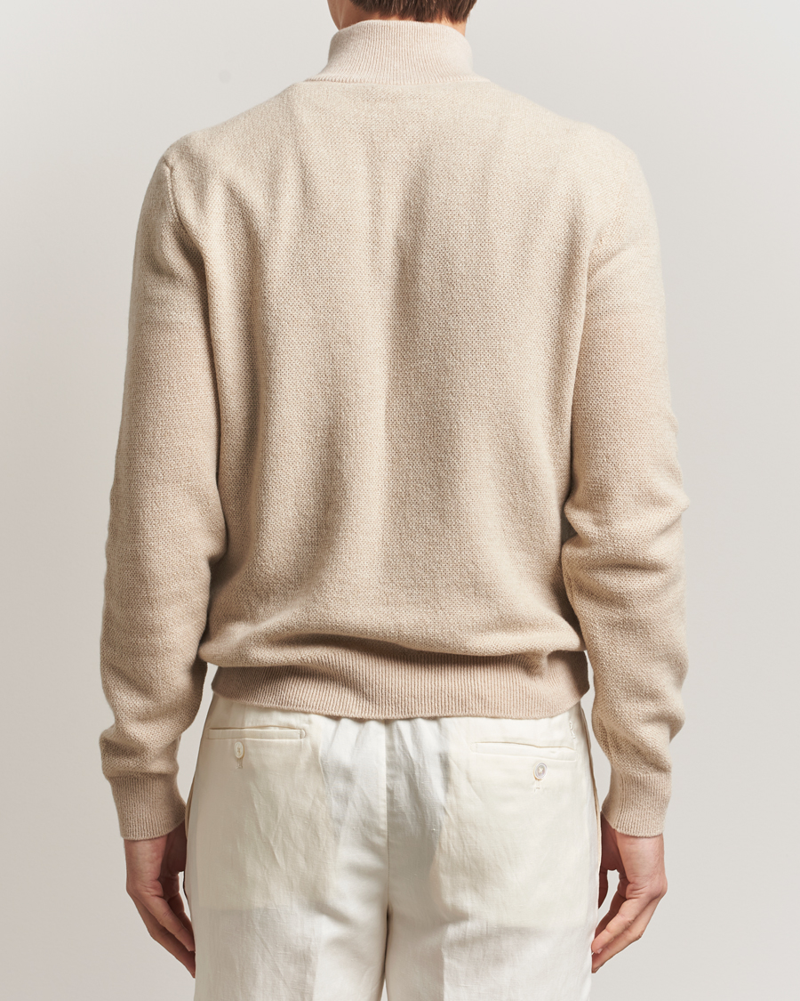 Mies | Puserot | Ralph Lauren Purple Label | Cashmere Birdseye Half Zip Beige