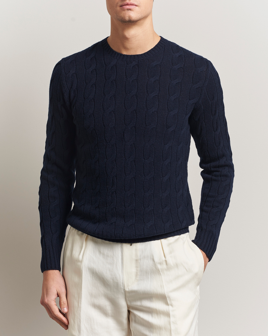 Mies | Puserot | Ralph Lauren Purple Label | Cashmere Cable Sweater Chairman Navy