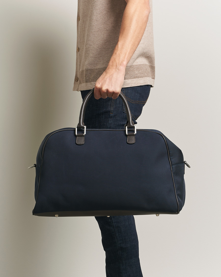 Mies | Laukut | Anderson's | Balistic Nylon/Leather Weekendbag Navy