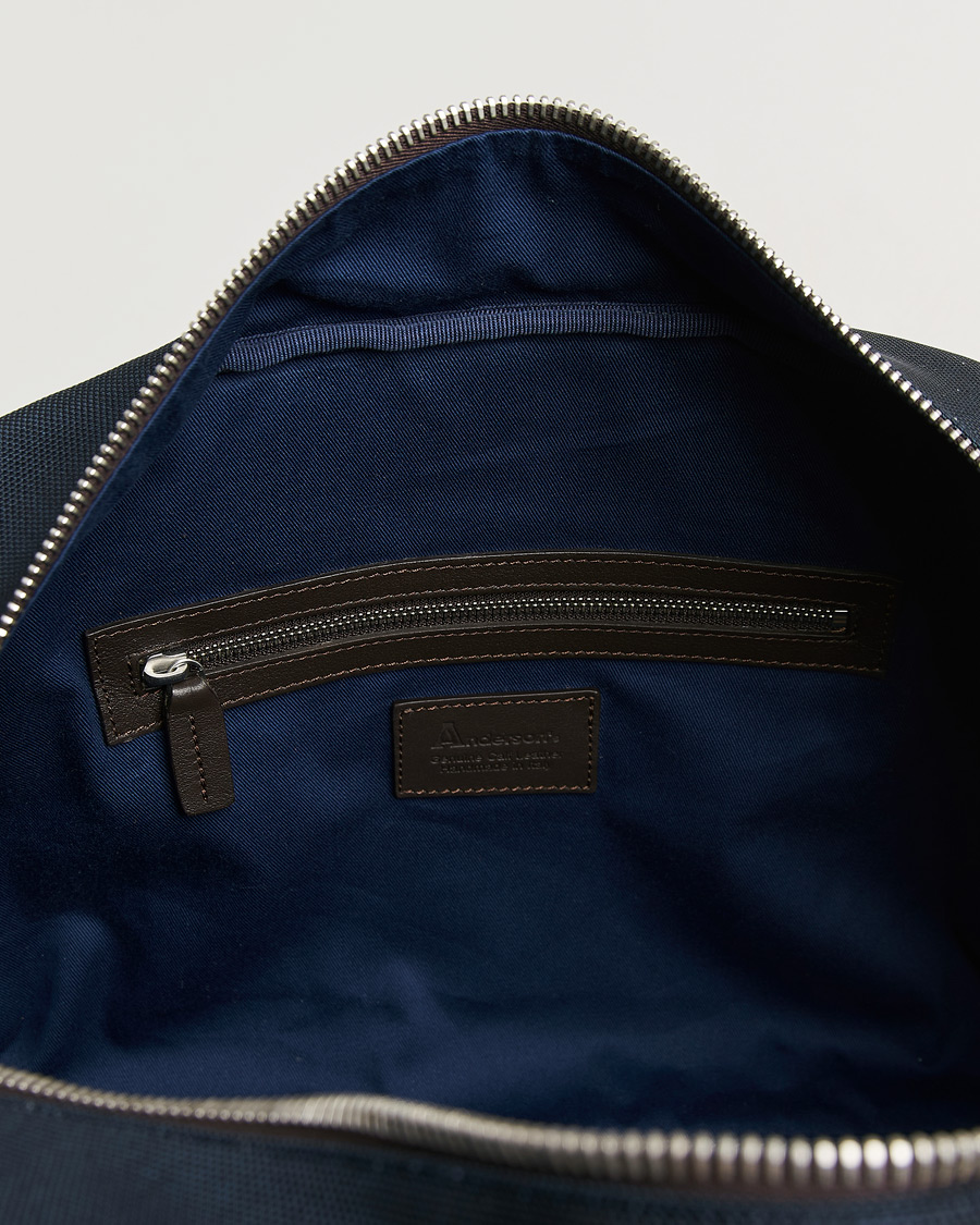Mies | Laukut | Anderson's | Balistic Nylon/Leather Weekendbag Navy