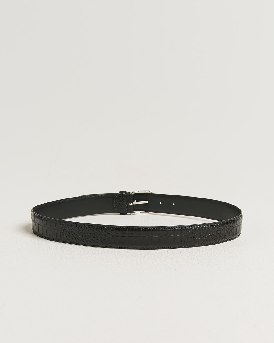 Mies | Vyöt | Anderson's | Embossed 3,5cm Leather Belt Black