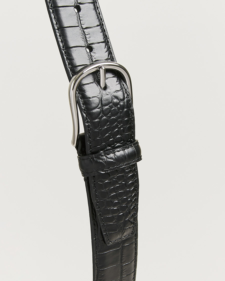 Mies | Vyöt | Anderson's | Embossed 3,5cm Leather Belt Black