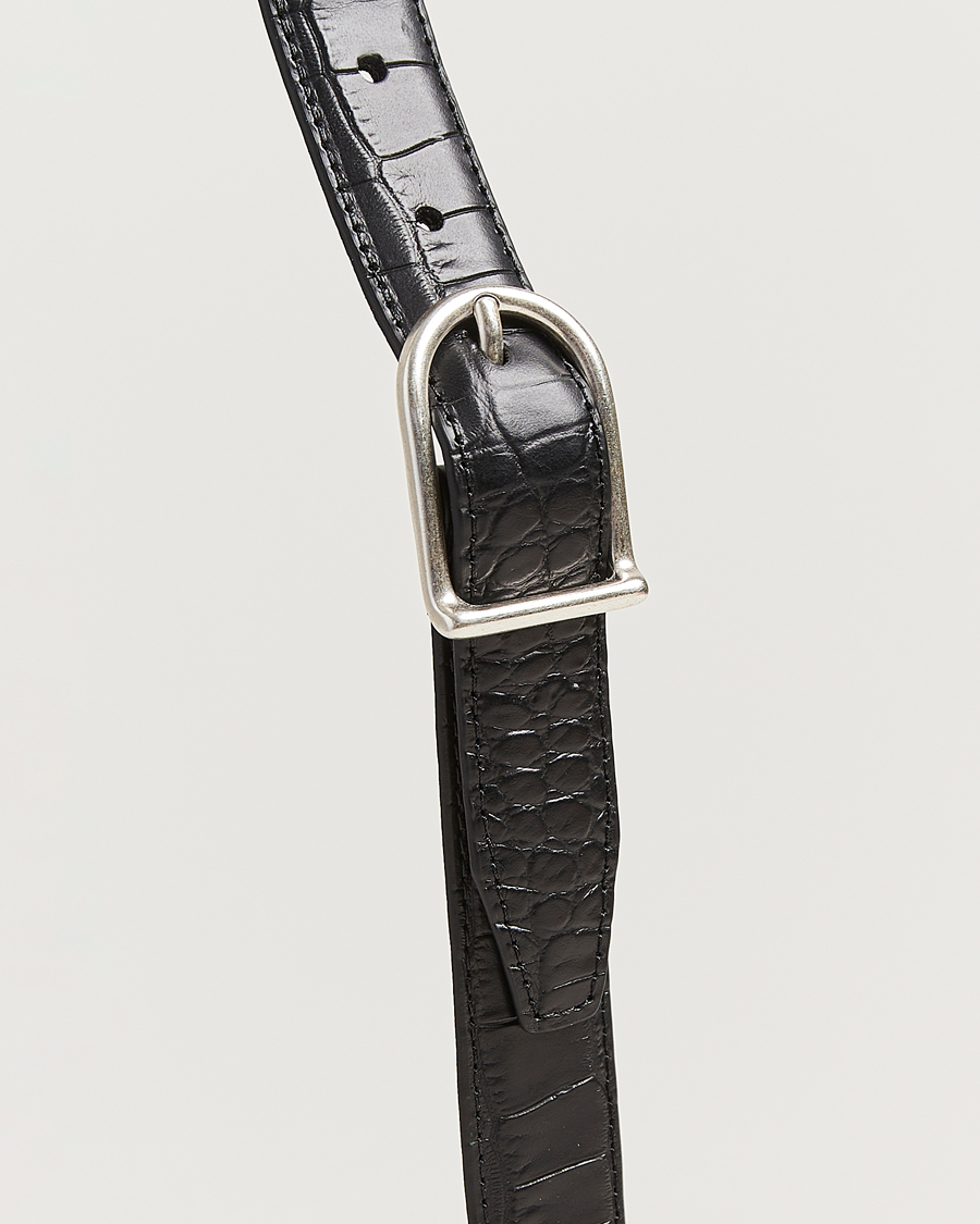 Mies | Vyöt | Anderson's | Embossed 2,5cm Lether Belt Black