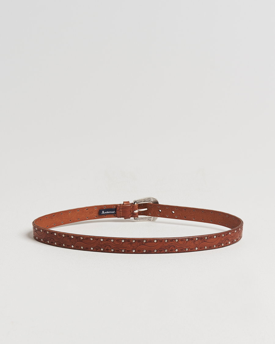 Mies | Vyöt | Anderson's | Stud Western 2,5cm Belt Brown