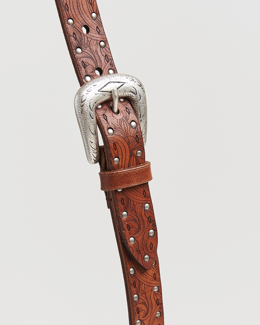 Mies | Vyöt | Anderson's | Stud Western 2,5cm Belt Brown