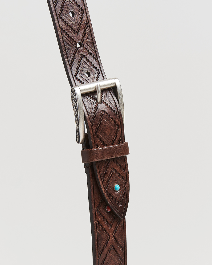 Mies | Vyöt | Anderson's | Diamond Pattern Western 3,5cm Belt Brown
