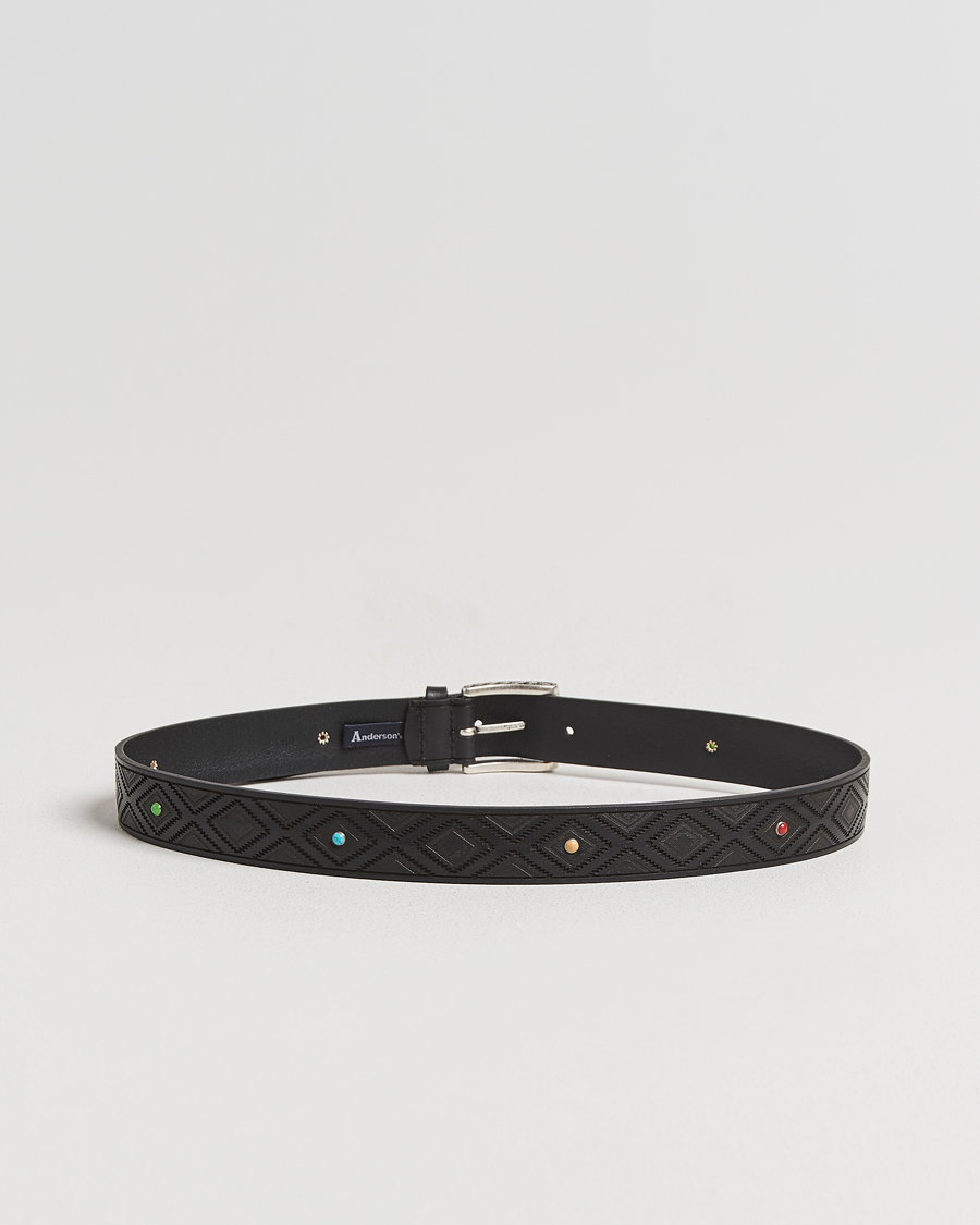 Mies | Vyöt | Anderson's | Diamond Pattern Western 3,5cm Belt Black