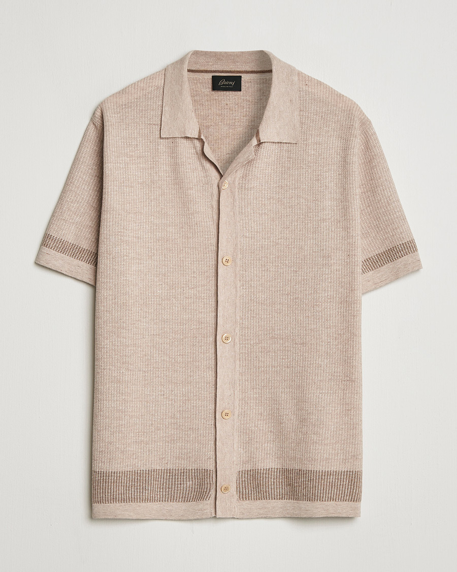 Mies | Kauluspaidat | Brioni | Cotton/Linen Cuban Shirt Beige