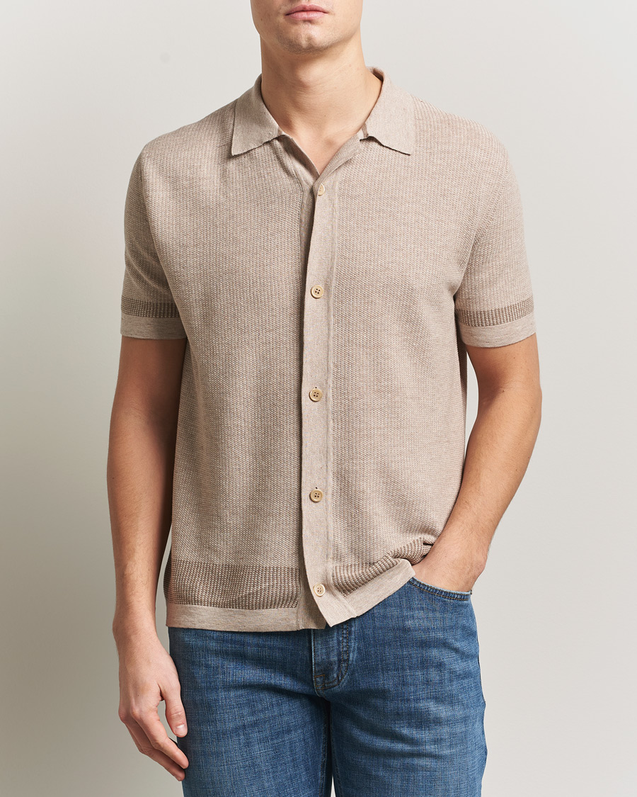 Mies | Kauluspaidat | Brioni | Cotton/Linen Cuban Shirt Beige