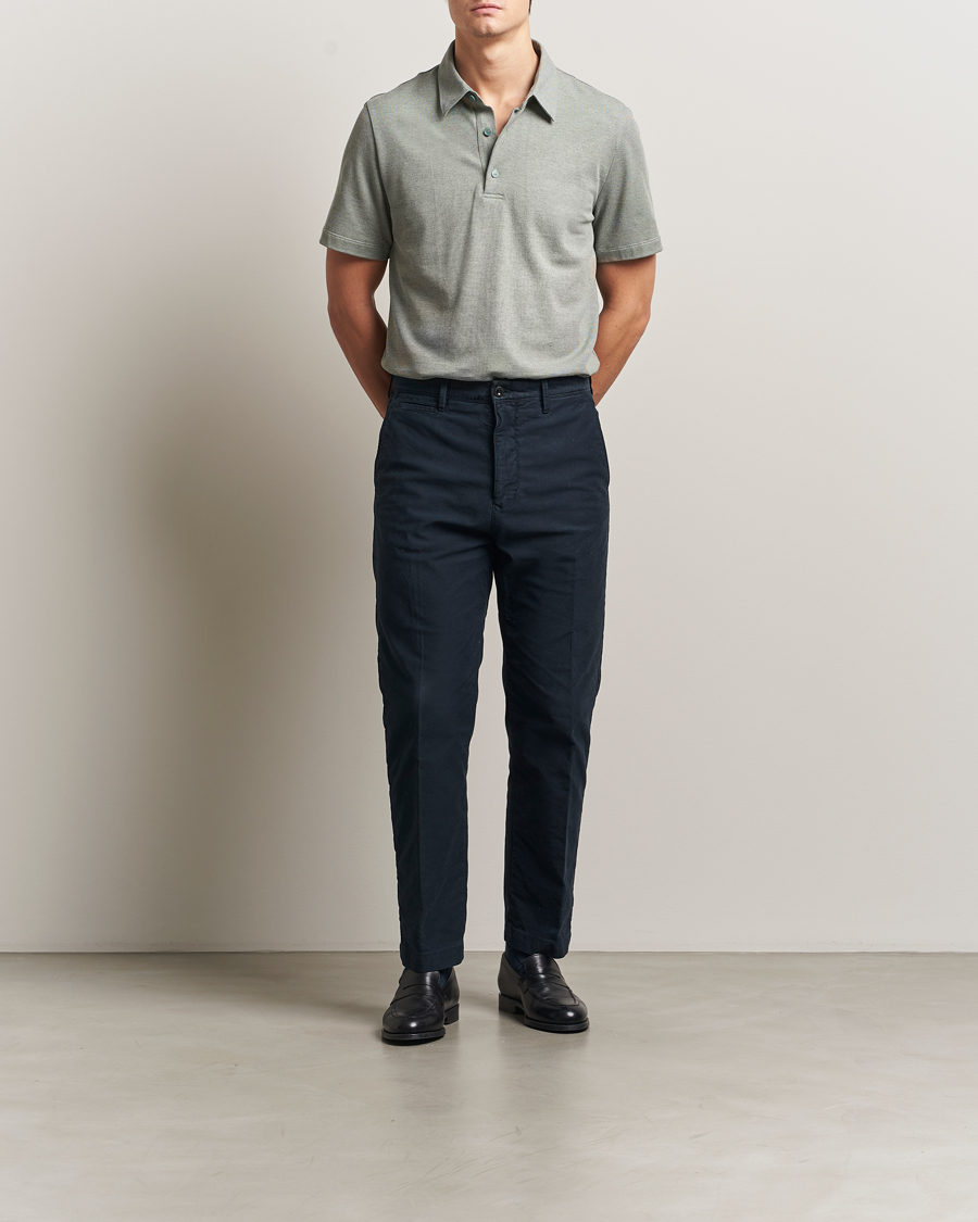 Mies | Pikeet | Brioni | Short Sleeve Cotton Piquet Polo Light Green