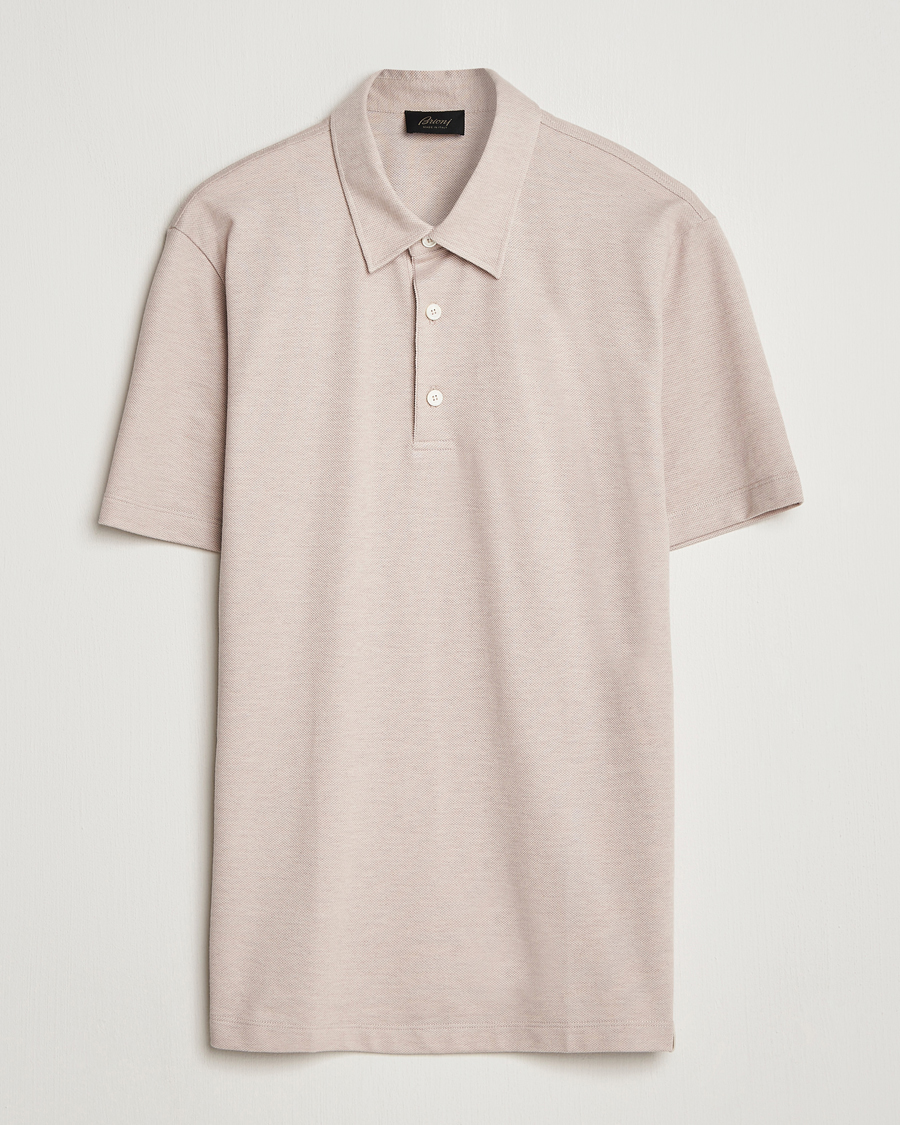 Mies | Pikeet | Brioni | Short Sleeve Cotton Piquet Polo  Beige
