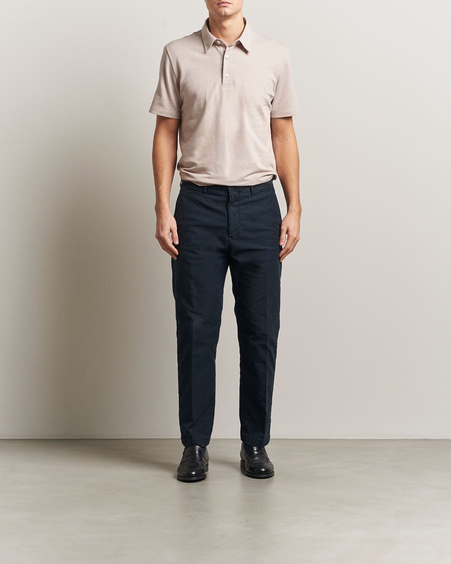 Mies | Pikeet | Brioni | Short Sleeve Cotton Piquet Polo Beige