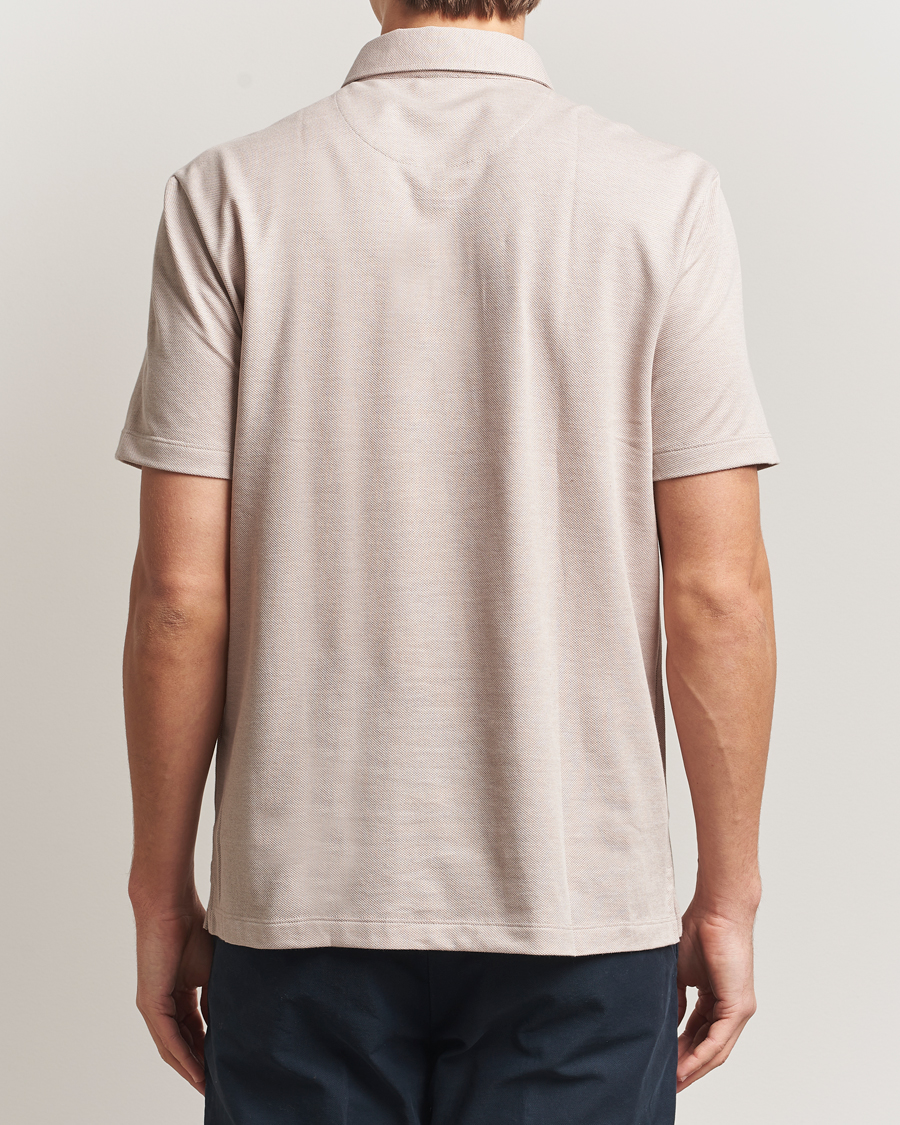 Mies | Pikeet | Brioni | Short Sleeve Cotton Piquet Polo Beige