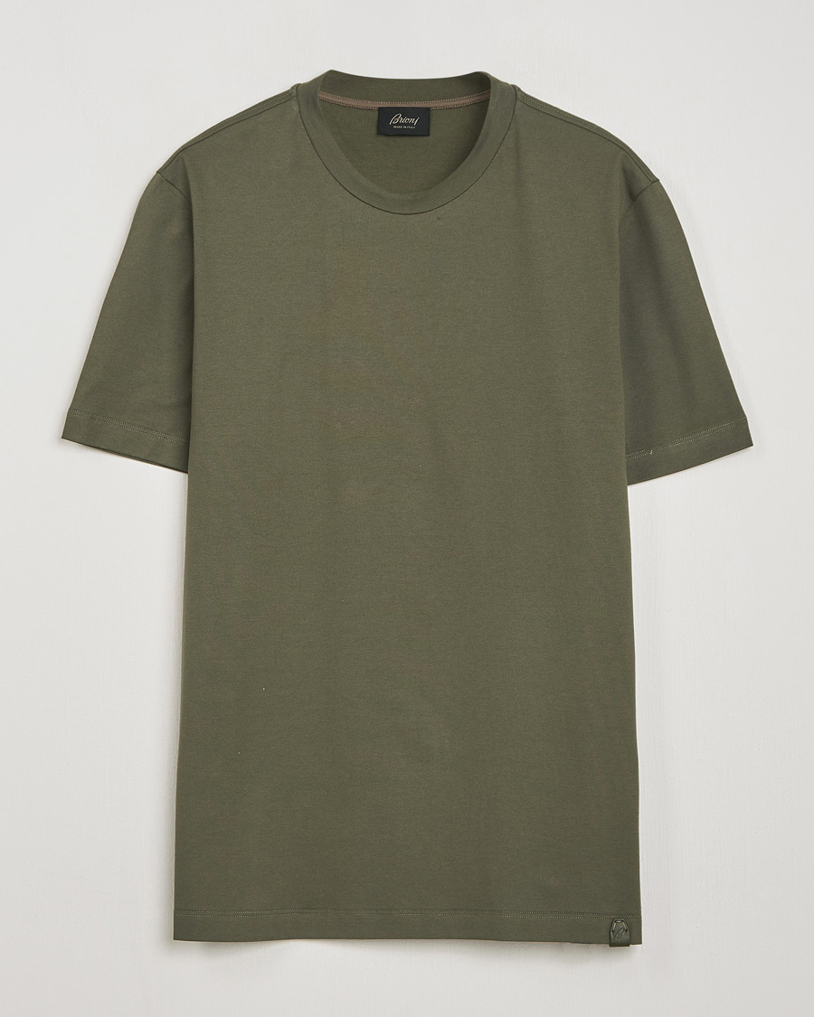 Mies | T-paidat | Brioni | Short Sleeve Cotton T-Shirt Military