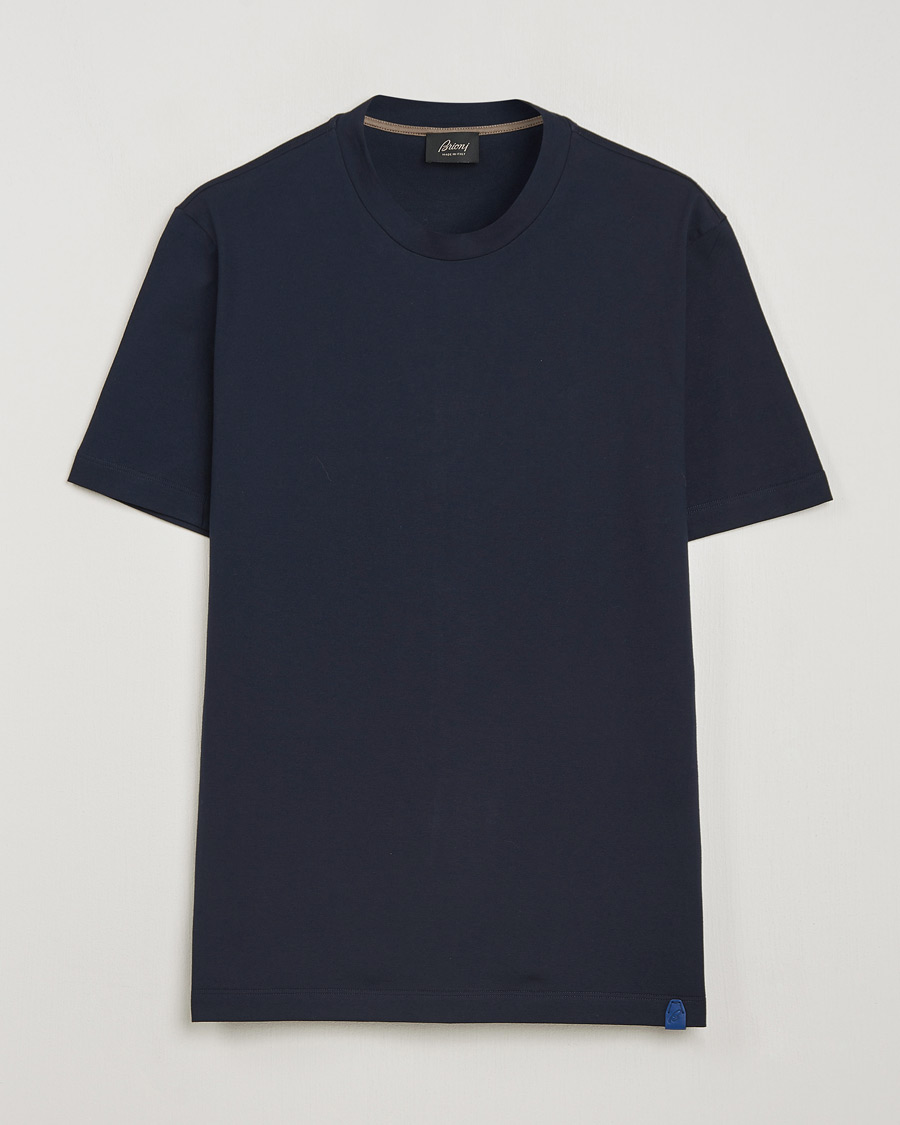 Mies | T-paidat | Brioni | Short Sleeve Cotton T-Shirt Navy