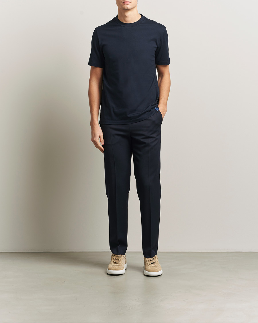 Mies | T-paidat | Brioni | Short Sleeve Cotton T-Shirt Navy