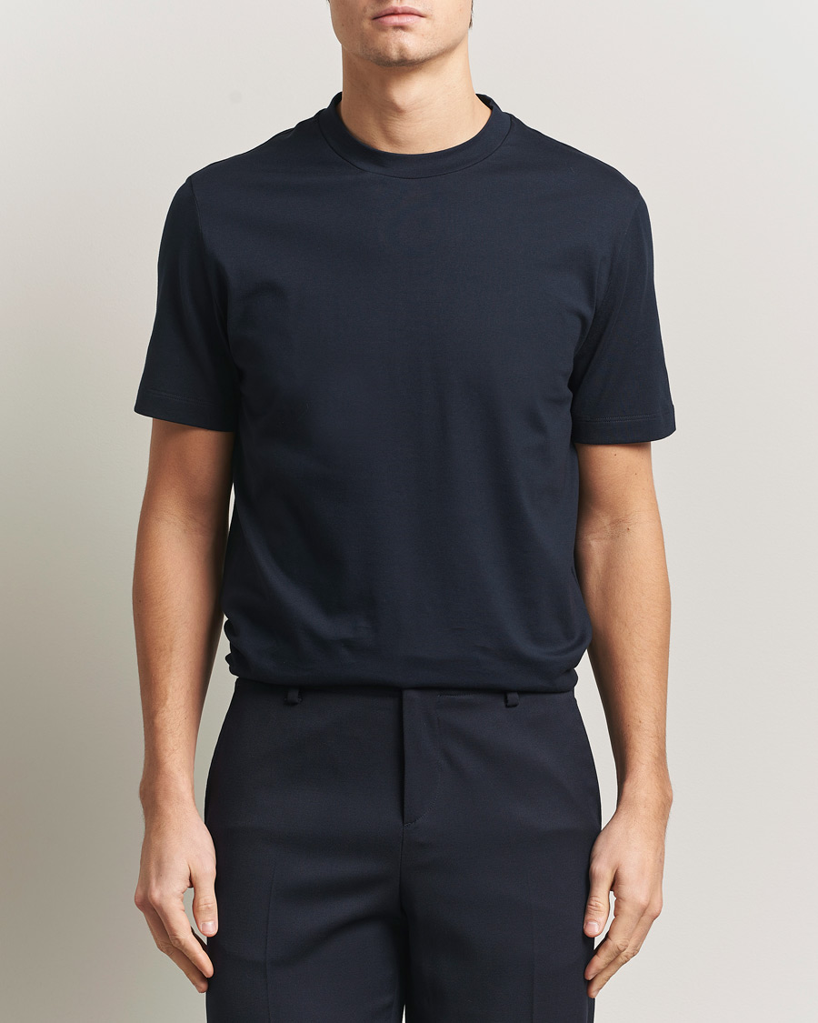 Mies | T-paidat | Brioni | Short Sleeve Cotton T-Shirt Navy