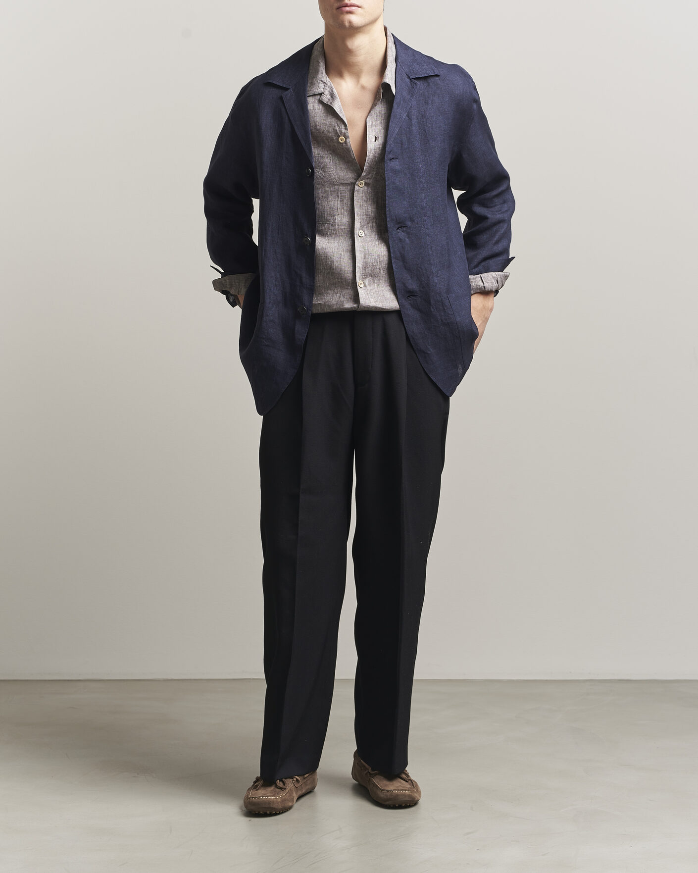 Mies | Kauluspaidat | Brioni | Linen Shirt Blazer Navy