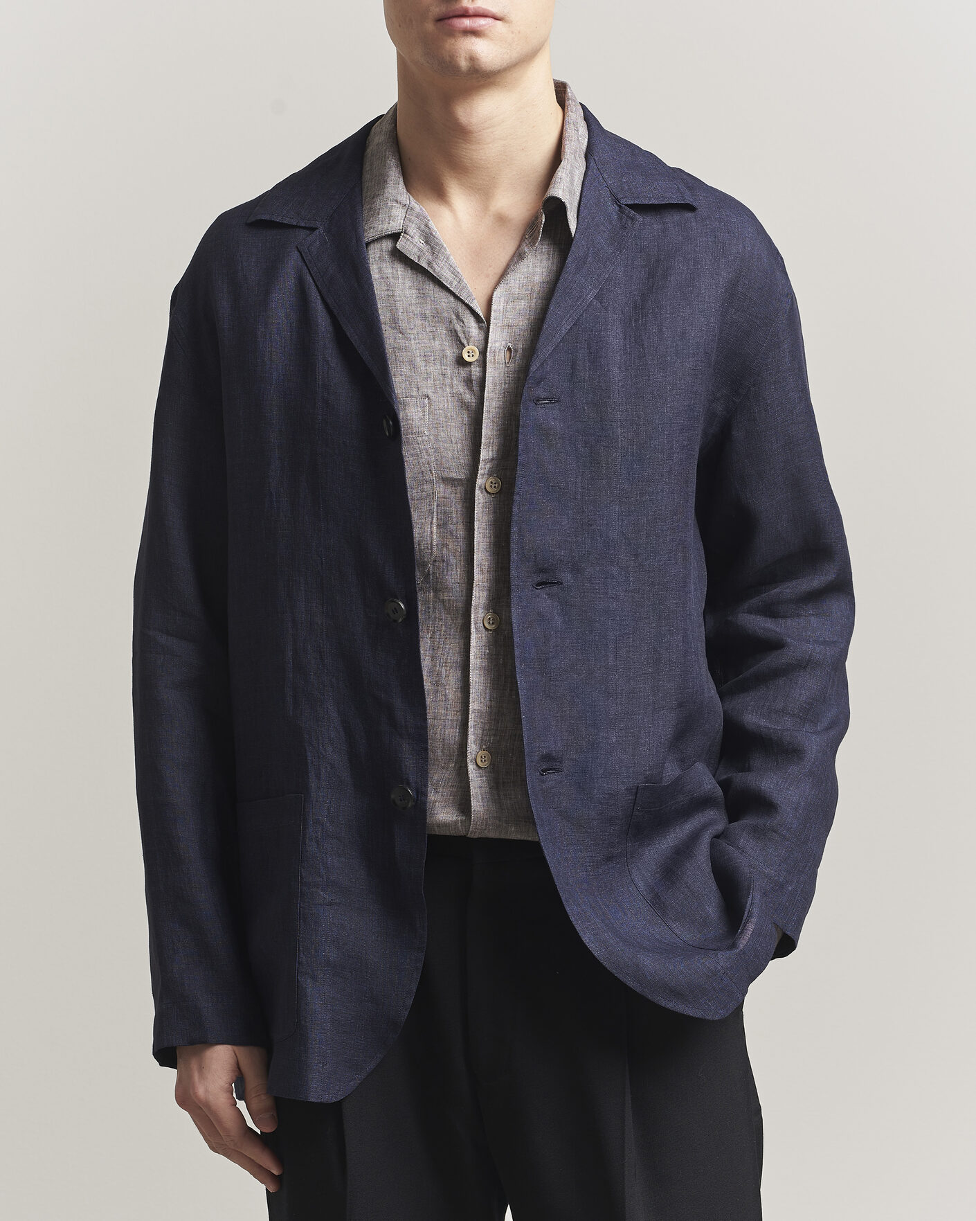 Mies | Kauluspaidat | Brioni | Linen Shirt Blazer Navy