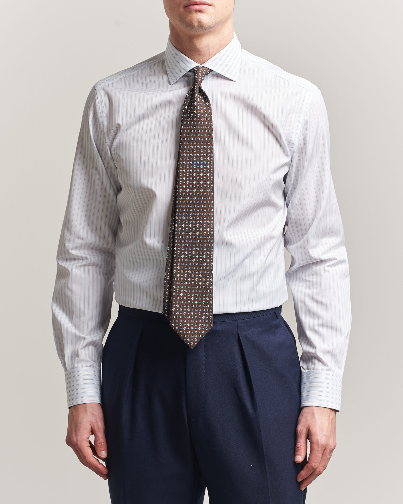 Mies | Kauluspaidat | Brioni | Slim Fit Dress Shirt Light Blue Stripe