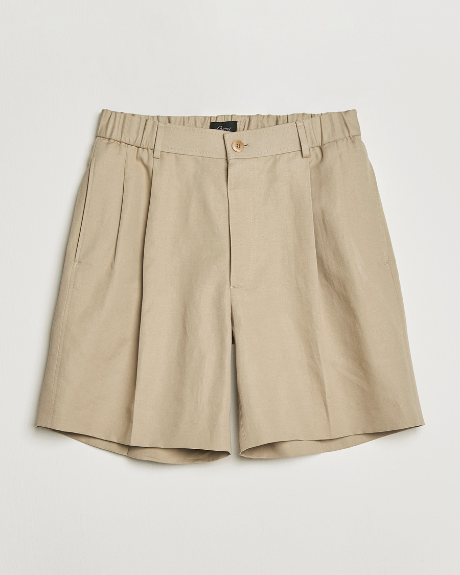 Mies | Shortsit | Brioni | Cotton/Linen Drawstring Shorts Beige