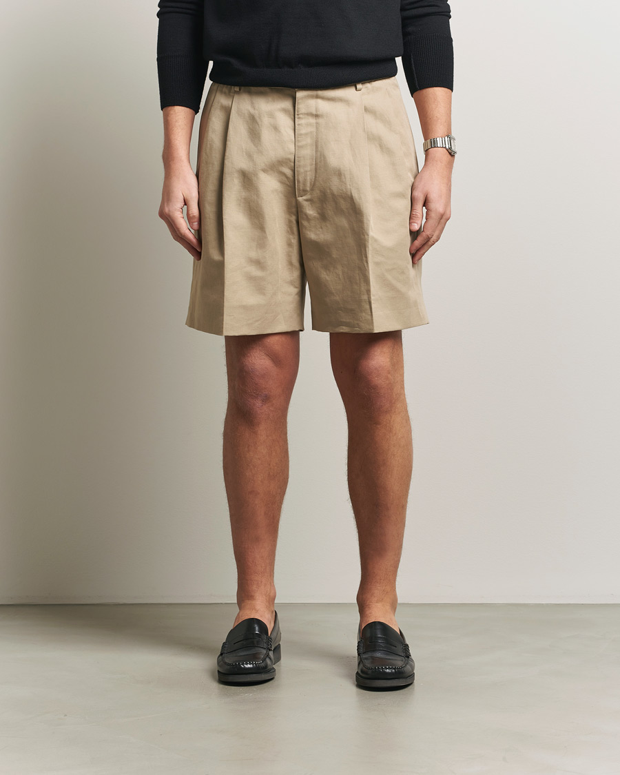 Mies | Shortsit | Brioni | Cotton/Linen Drawstring Shorts Beige
