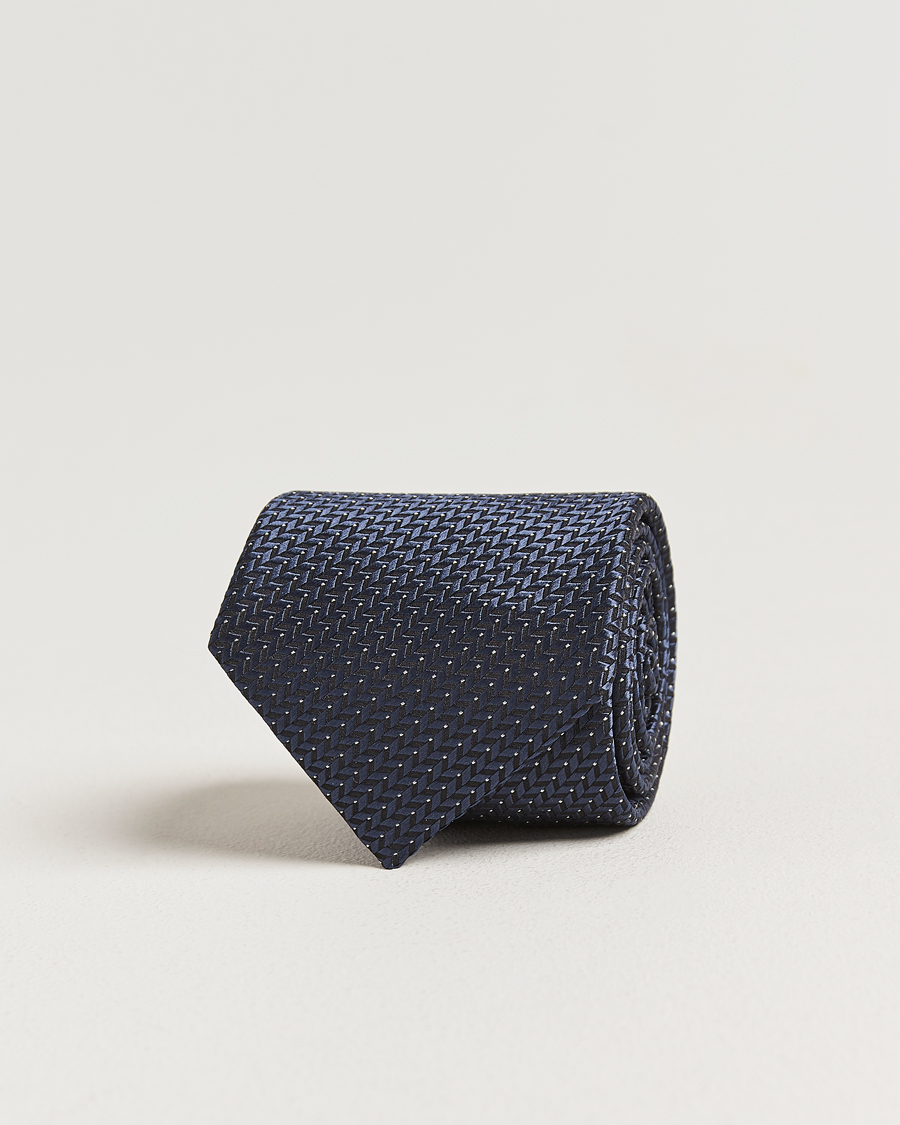 Mies | Solmiot | Brioni | Jacquard Herringbone Silk Tie Navy