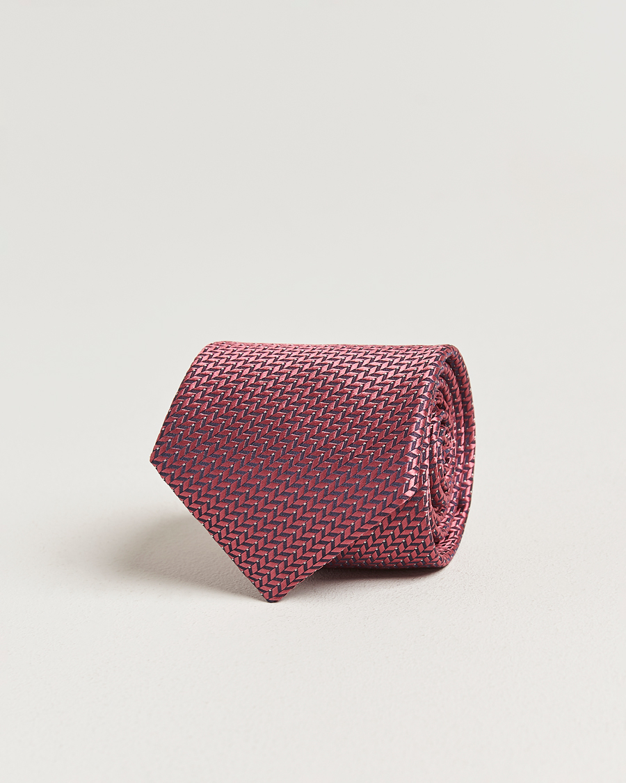 Mies | Solmiot | Brioni | Jacquard Herringbone Silk Tie Rosa