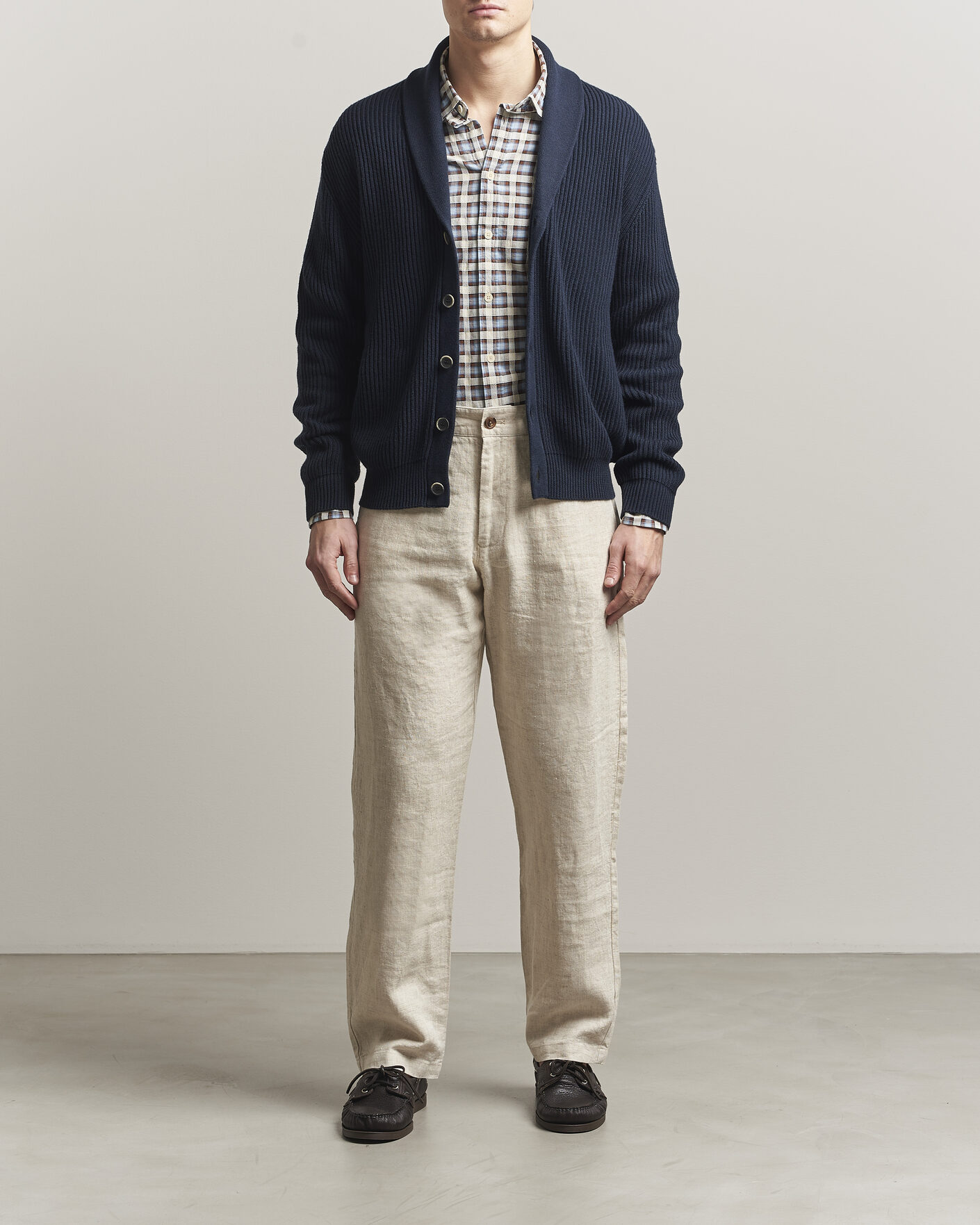 Mies | Puserot | Altea | Cotton/Cashmere Shawl Cardigan Navy